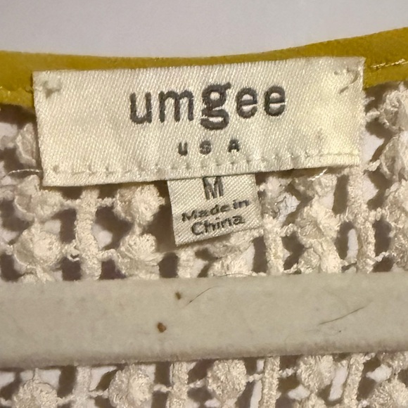 Umgee Mustard yellow semi sheer Tunic with Crochet Detail oversized medium - Picture 5 of 7